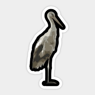 Side View Of A White Stork Isolated Sticker